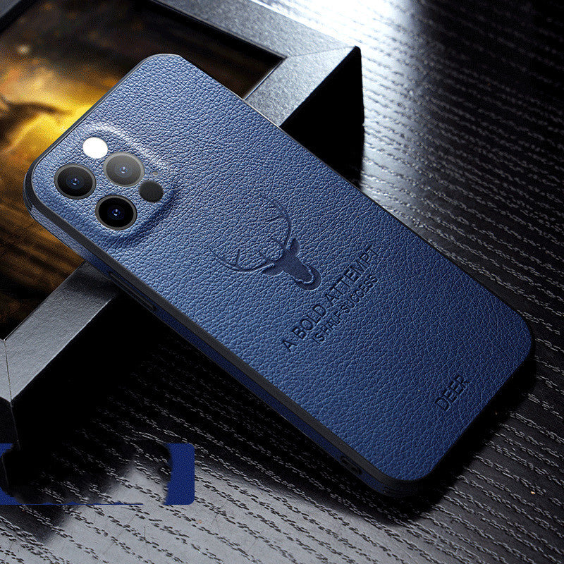 Compatible With Apple, Luxury Leather Texture Square Frame Case On For Deer Camera Protection Shockproof Cover Compatible With Apple, Luxury Leather Texture Square Frame Case On For Deer Camera Protection Shockproof Cover